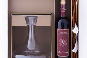ドットール・ヴラニエス ロッソノービレのデキャンタと葡萄の枝のセット