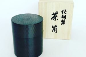 上林春松銘茶の純銅製の茶筒