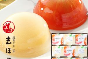志ほやの完熟トマトと白桃の紅白ゼリー詰合せ