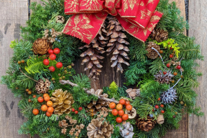 本物のモミの木のリース