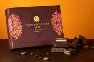 シュガーバターの木の炭火ショコラがけサンド