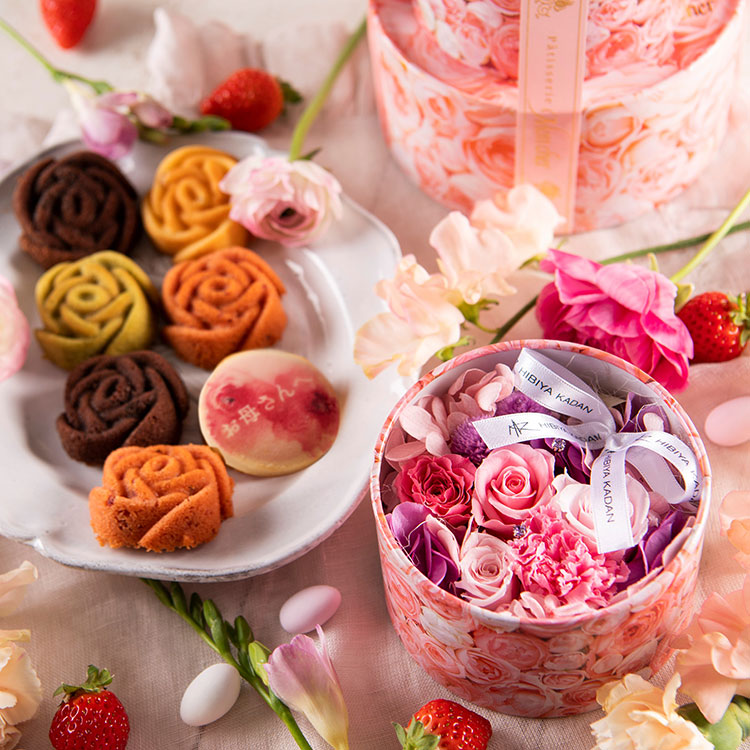 パティスリーモンシェールの母の日プリザーブドフラワー＆ローズブーケアソート